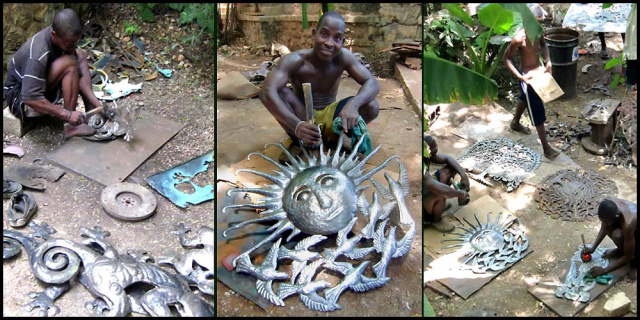 The making of steel drum metal art -  - Haiti Metal Art - www.haitimetalart.com 
